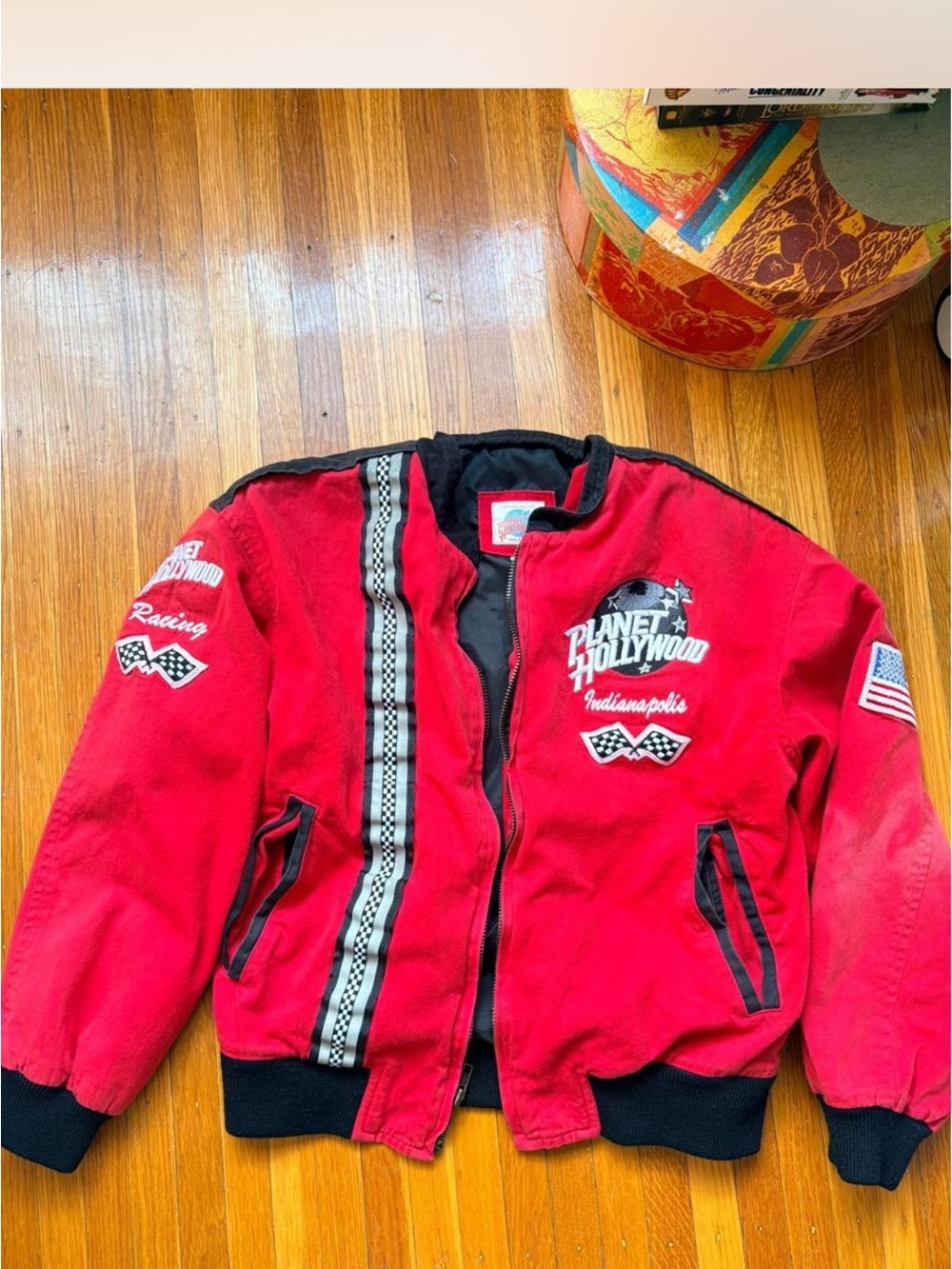 Planet Hollywood Red Racing-Style Bomber Jacket